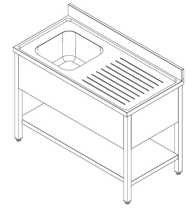 700 Spoelunit Met Demonteerbaar Schap 1 Links 1200 - Combisteel — miniature 2