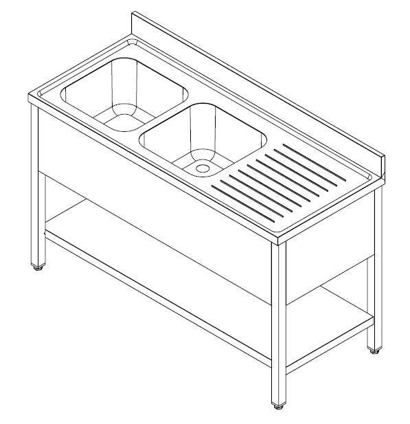 700 Spoelunit Met Demonteerbaar Schap 2 Links 1600 - Combisteel — miniature 2