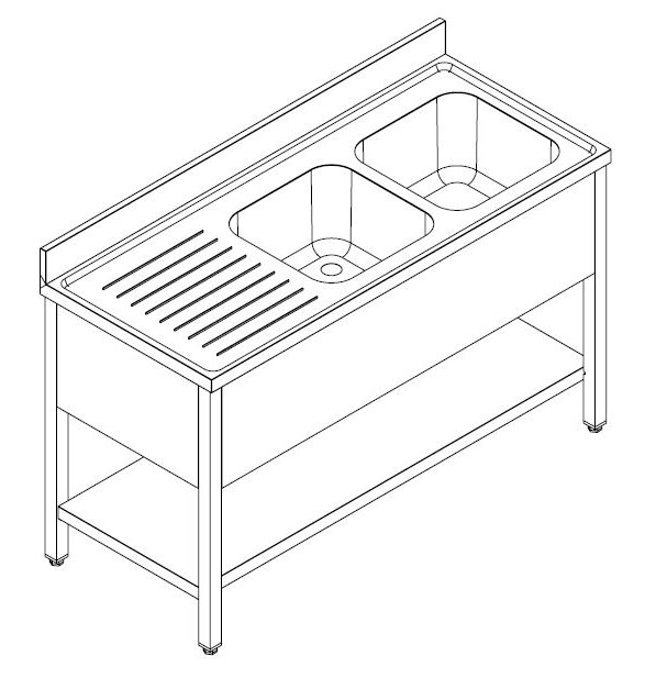700 Spoelunit Met Demonteerbaar Schap 1 Rechts 1600 - Combisteel — miniature 2