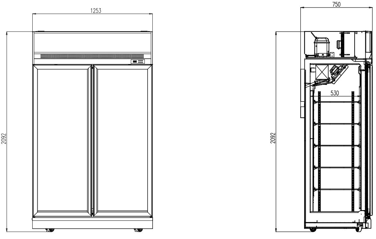 Vriezer 2 Deuren In Zwart Glas Ins-1000f Bl 960 L - Combisteel — miniature 2