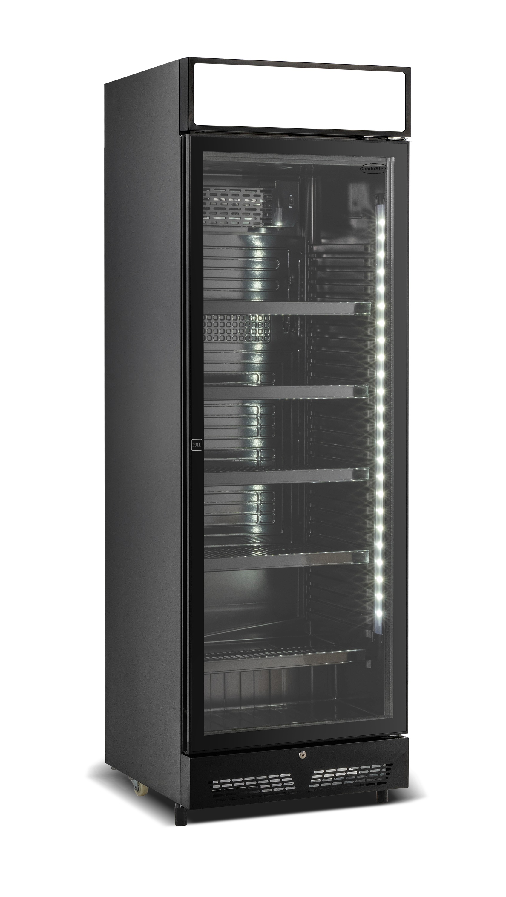 Koelkast 1-deurs Zwart Glas Met Canopy Sve-450 Blc 400 L - Combisteel