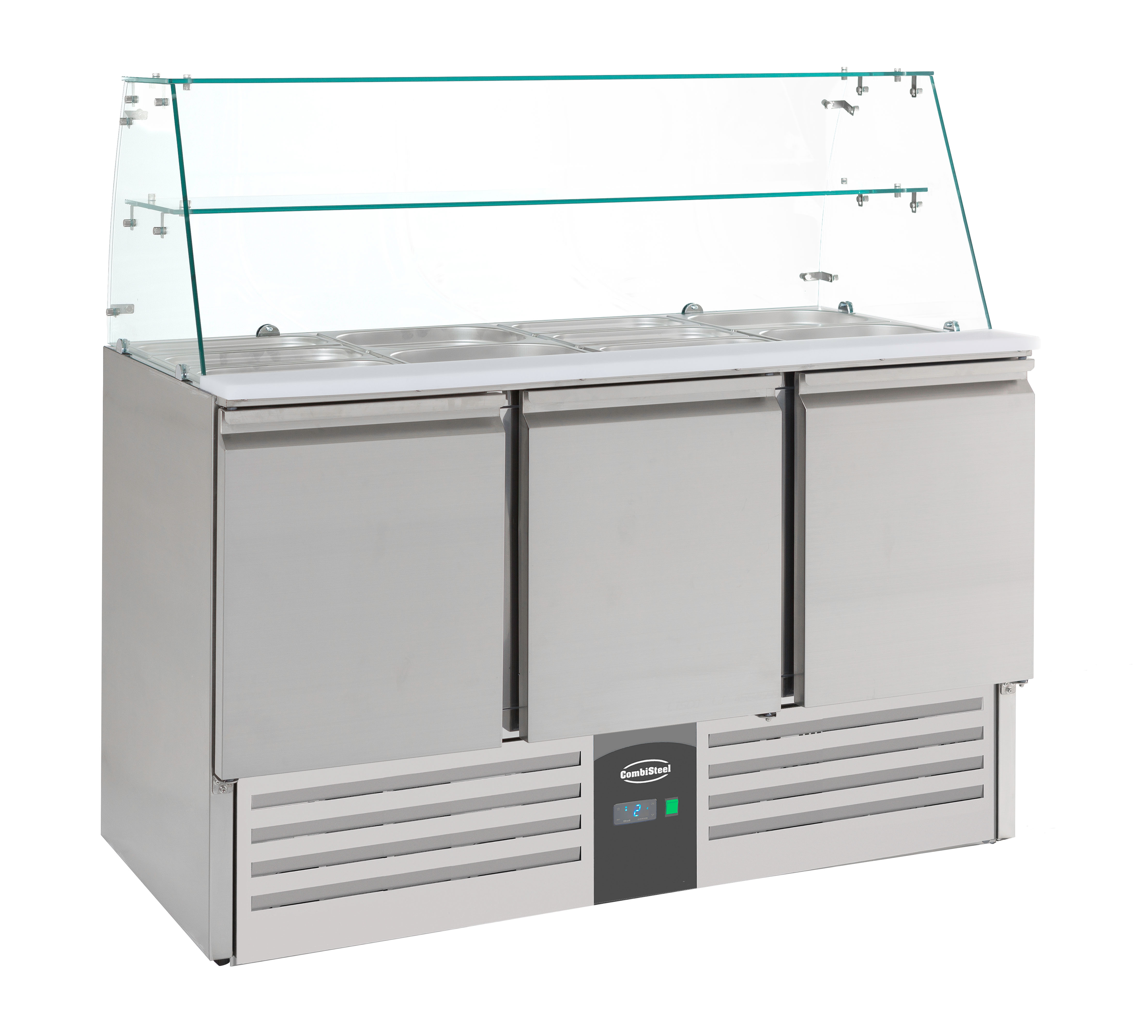 Saladette Gekoeld Met Glas 3-deurs 368 L - Combisteel