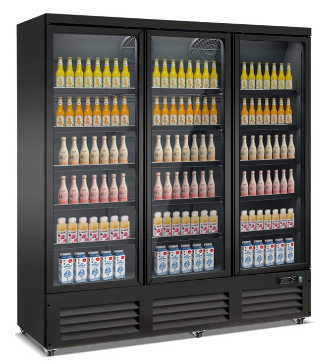 Koelkast Met 3 Deuren En Zwart Glas Ceb-1600r Bl - Combisteel — visuel 1