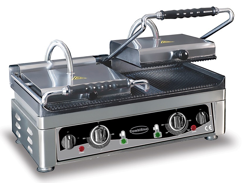 Panini Dubbel Geribbeld Contactrooster - Combisteel — visuel 1
