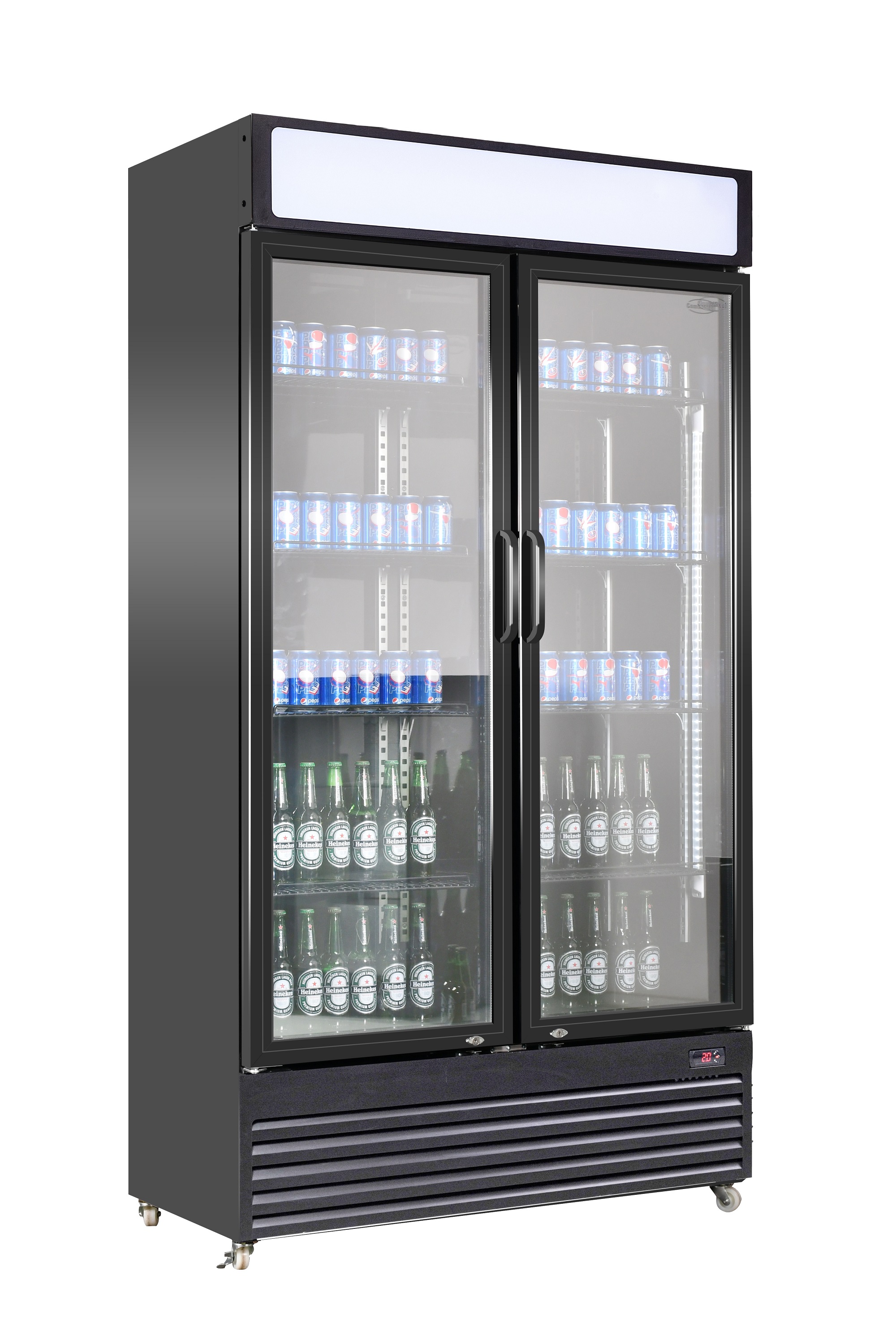 Koelkast 2 Glazen Deuren Bez-780 Gd Zwart - Combisteel — visuel 1