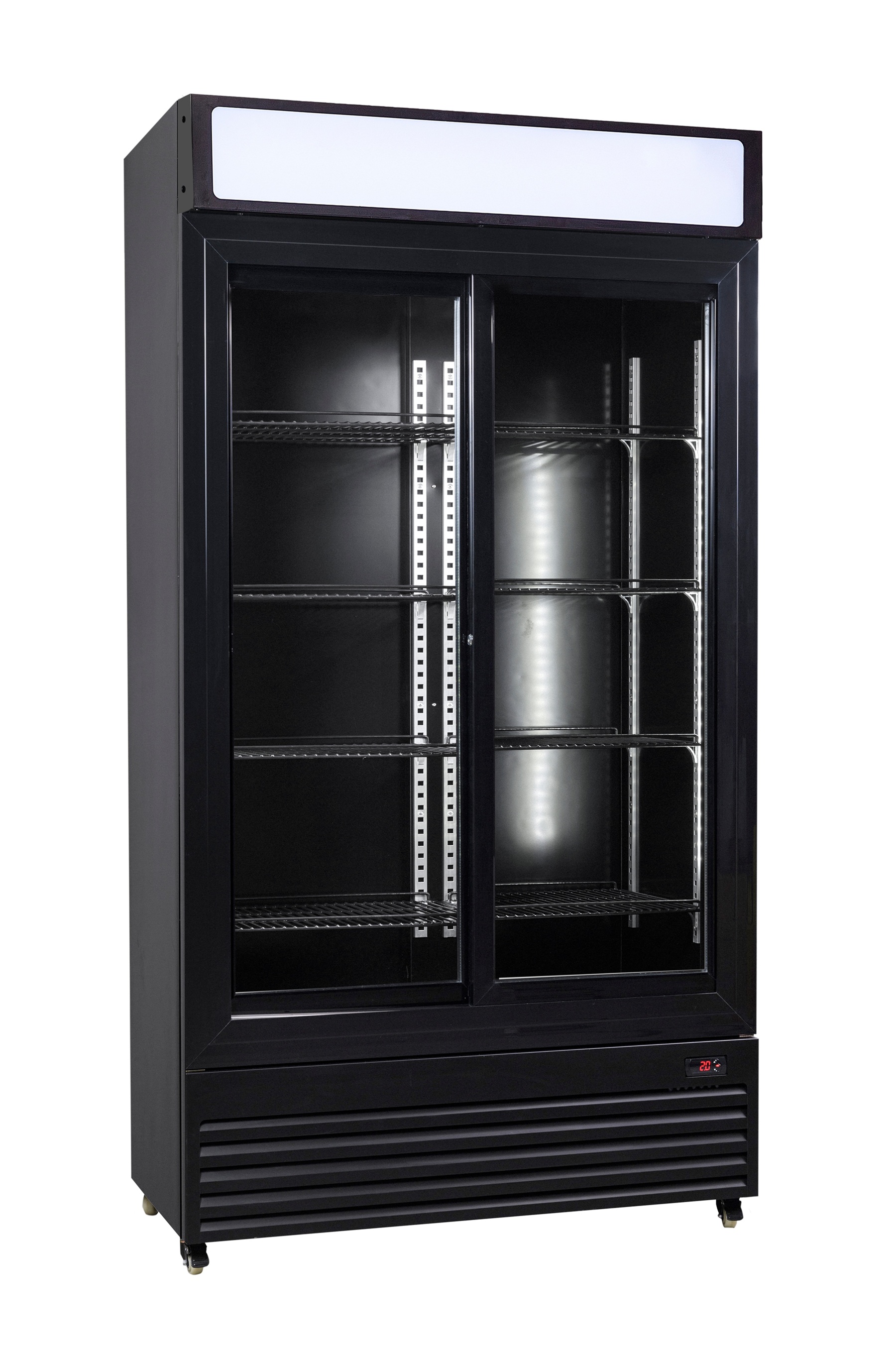 Koelkast Met Schuivende Glazen Deuren Bez-780 Sl Zwart - Combisteel — visuel 1